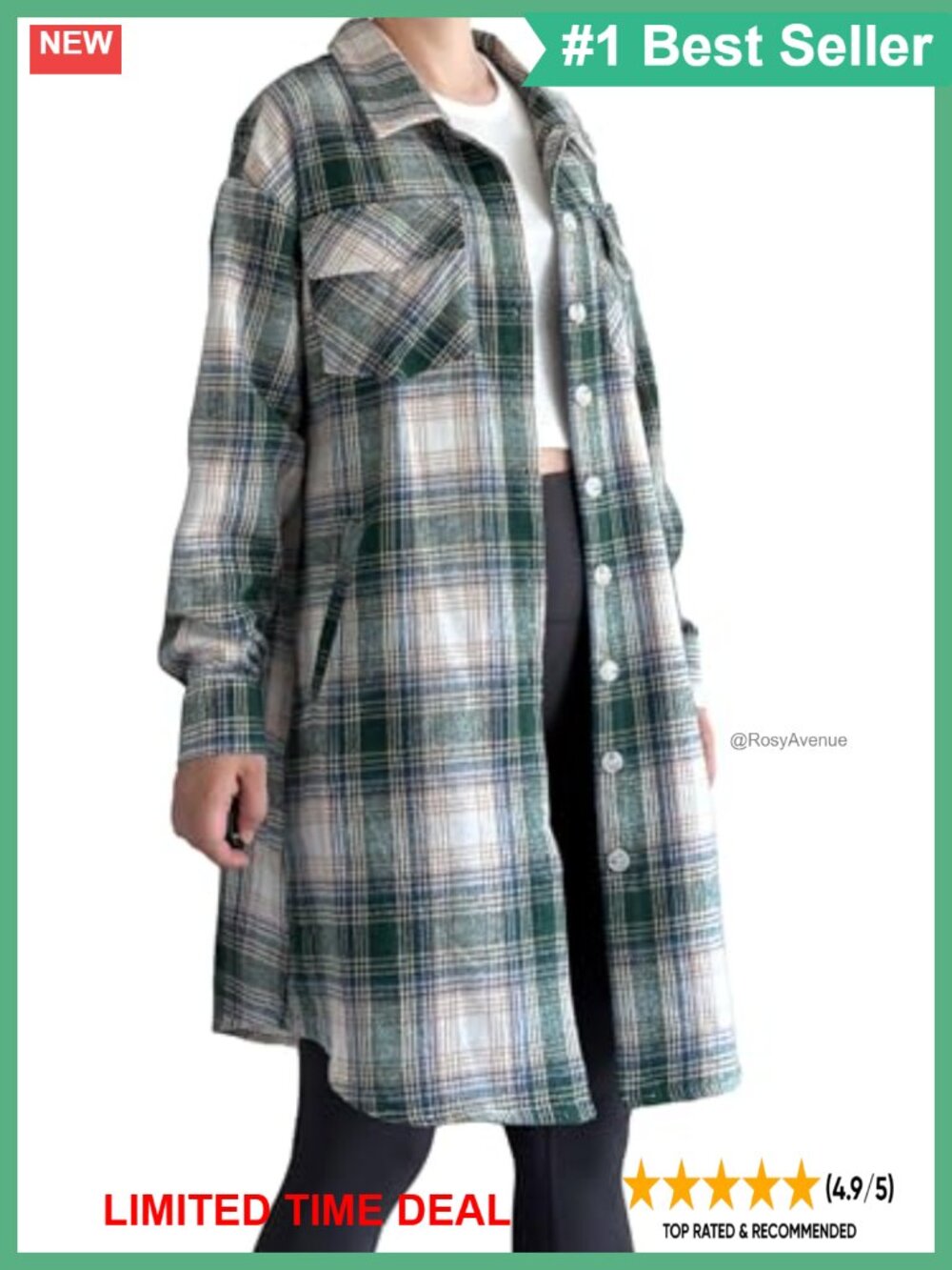 Minibee Women's Flannel Shirt Jacket Plaid Long Sleeve Shacket Button Down